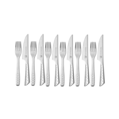 rozsdamentes acél és mosogatógépben mosható kés és villa szett 6 pár