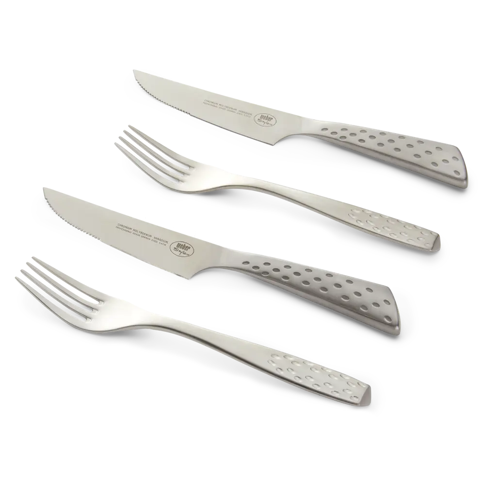 rozsdamentes acél és mosogatógépben mosható kés és villa szett 2 pár
