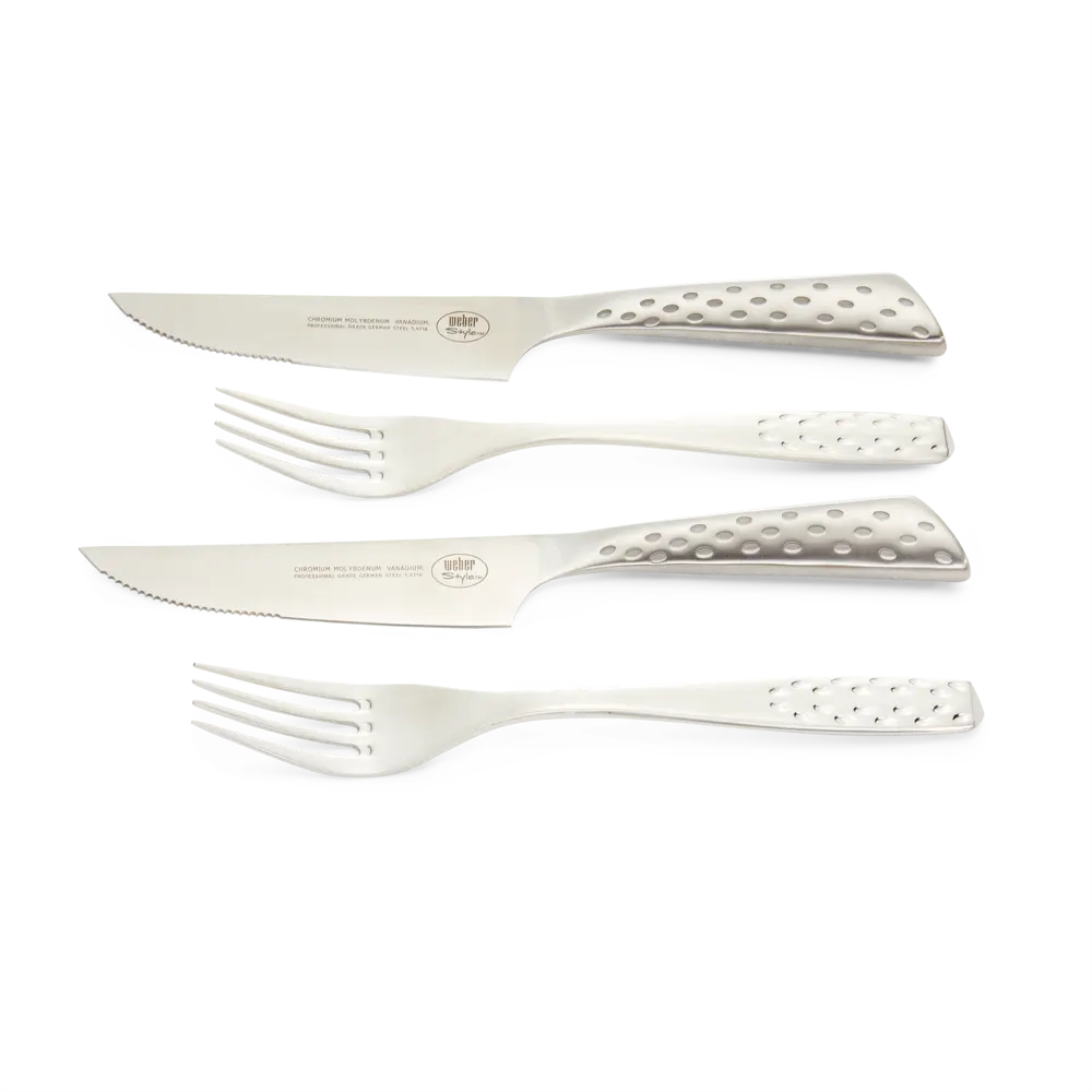 rozsdamentes acél és mosogatógépben mosható kés és villa szett 2 pár